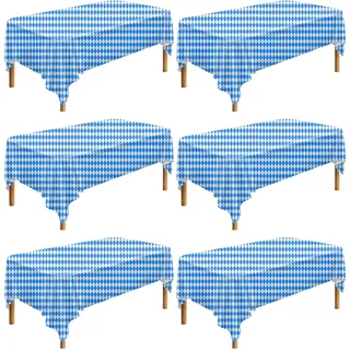 6 Stück Oktoberfest Tischdecke 128 x 275 cm Oktoberfest Bayerische Flagge Karierte Tischdecke Blaue Diamanten Bayerische Tischdecke für deutsche Oktoberfest-Partydekorationen