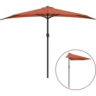 vidaXL Balkon-Sonnenschirm Alu-Mast Terrakotta 300x155x223cm Halbrund - Braun