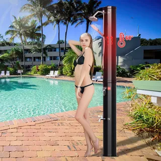 Jiubiaz Solardusche Temperatur bis 60°C Gartendusche Camping mit Fußdusche 40L (mit Schutzabdeckung) - Schwarz