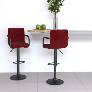 The Living Store Barhocker 2 Stk. Weinrot Samt - Rot