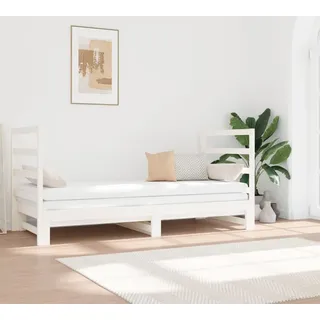 The Living Store Tagesbett Ausziehbar Weiß 2x(90x190) cm Massivholz Kiefer - Weiß