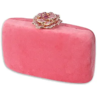 CORIOS Damen Abendtasche Samt Clutch Bag Glitter Handtasche Glänzend Schultertasche Kette Tasche Shining Portemonnaie Elegante Umhängetasche für Cocktail Party Tanzparty Abendparty Rosa