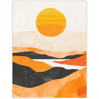 Artery8 Abstract Scottish Highland Landscape Boho Sunset Living Room Large Wall Art Poster Print Thick Paper 18X24 Inch