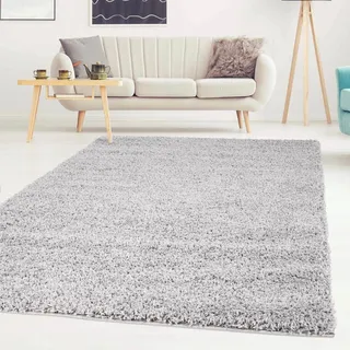 Hochflor-Teppich CARPET CITY "Shaggi uni 500" Gr. 5, grau, B:200cm H:30mm L:200cm, Kunstfaser, Teppiche, Hochflor-Teppich, Läufer, Shaggy, Uni, Langflor, weich, Wohnzimmer, Schlafzimmer, Kinder