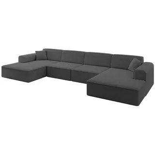 altdecor Eckcouch Samt 6-Sitzer Grau