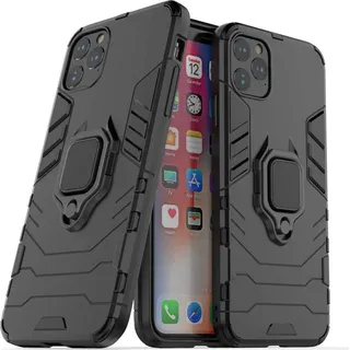 Wisam® Apple iPhone 11 Pro Max 6.5" Panzer Schutzhülle Armor Case Ring Ständer - Schwarz