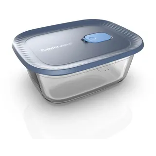 Tupperware VoilaTM Glas-Vorratsdose Rechteckig, klein 1 L - Dunkelgrau, Blau