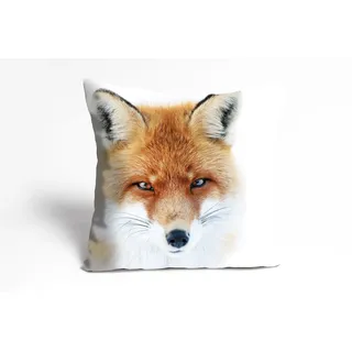 queence Dekokissen »Joleen« Kissenhülle,Fuchskopf,Fuchs,Tiermotiv,Waldtier,Gezeichnet,Naturmotiv, rot