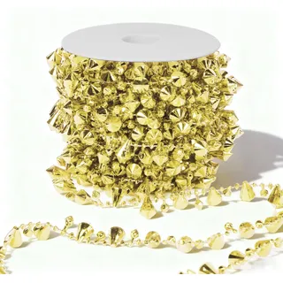 Anstore Perlengirlande Gold Christbaumkette Weihnachtsbaumschmuck | Perlenkette Gold Weihnachtsdekoration, 10m Kugelkette Weihnachtsgirlande Perlenschnur Perlenhochzeit für Weihnachten