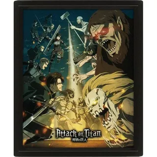 Pyramid Attack On Titan (Season 4) Bilderrahmen schwarz 25x20 cm 3er Set