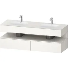 Duravit Qatego Einbauwaschtisch mit Konsolenwaschtischunterbau, 1600x550x600mm, Nische Weiß Supermatt, Doppelwaschtisch, QA4797084, Farbe: Weiß Supermatt/mit Nischenbeleuchtung