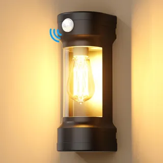 BENMA Wandleuchte Aussen E27, Modern Außenwandleuchte, Aussen Innen Wandlampe, IP65 Aussenleuchte für Garten, Fassade und Haustür, Aluminium + PC, Schwarz (Inklusive Glühbirne)