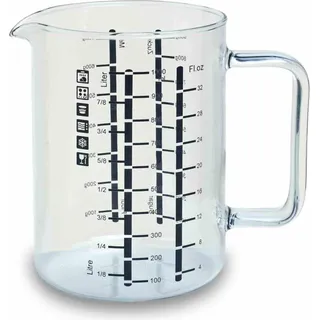 Koch und Messbecher aus Borosilikatglas mit Henkel und Skala 1000ml - Transparent