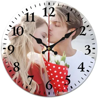 Personalisierte Wanduhr, Personalisierte Fotouhr zum Aufhängen, Fotowanduhren für Wohnzimmerdekoration mit Foto, Stille Wanduhr für Kinder, Fotowanduhr zum Aufhängen von Geburtstagsfotos(25-50cm)