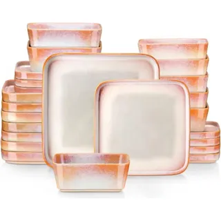 Artesano Serviesset Santivo – 24-teilig – 8 Personen – Orange – Essteller – Tafelservice – Tiefe Teller – Frühstücksteller – Servies – Küchenservies - Orange