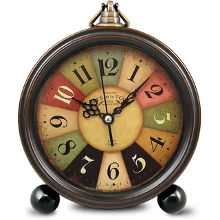Konigswerk Wecker Vintage Analog Klein 5,25 Zoll Uhr Retro Batteriebetriebenes Nachtlicht Non Ticking Super Silent für Schlafzimmer Nachttisch Wohnzimmer Dekor Schreibtisch Regal Büro