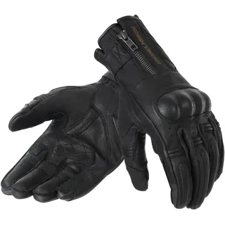 REBELHORN Hunter Motorradhandschuhe Herren | Leder | Knöchelprotektoren | Perforation von Fingerbereichen | Anatomisches Design | Touchscreen-freundliche Pads