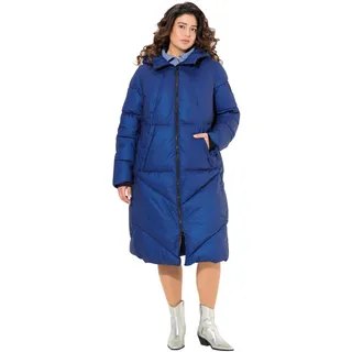 Ulla Popken Damen Steppmantel, A-Linie, Kapuze, Kordel, Windfang Mäntel, tiefblau, 46