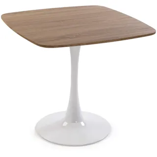 Versa Sveg Esstisch für Küche, Terrasse, Garten oder Esszimmer, Maßnahmen (H x L x B) 73 x 80 x 80 cm, Holz, PVC und Metall, Farbe: Braun und Weiß
