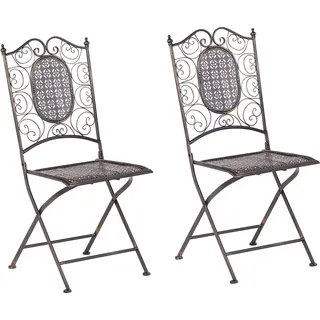 BELIANI Gartenstuhl 2er Set Schwarz Metall Klappbar Antik-Optik Vintage-Optik Romantischer Französischer Pariser Stil Ohne Armlehnen Balkon Terrasse - Schwarz, Gold