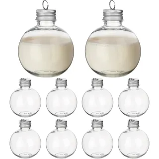 Hemobllo 10 Stück 150 ML Weihnachtskugeln Zum Befüllen - Durchsichtige Kunststoffornamente, DIY PlastikWeihnachtskugeln, Luftdichte Getränkeflaschen Saftflaschen in Glühbirnenform, Süßigkeitenhalter