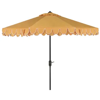 SAFAVIEH Küsten Sonnenschirm für die Terrasse, Gelb und Weiß, 256 X 256 X 251