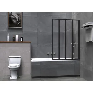 WELLTIME Badewannenaufsatz »Nassau«, Badewannenfaltwand, Spritzschutzwand für Badewanne, Glas, 4 Elemente