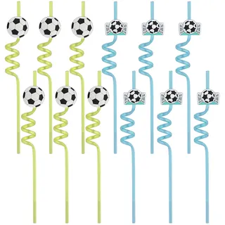 12Pcs Fußball-Party Strohhalme Fußball-Thema Trinkhalme wiederverwendbare Fußball-Dekor Strohhalme Fußballs farbige Strohhalmes für Party Favors Trinken Zubehör Cup dekorative Lieferungen