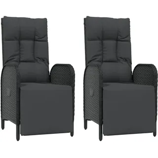 vidaXL Garten-Relaxsessel Gartensessel 57 x 63 x 109 cm schwarz 2 St.