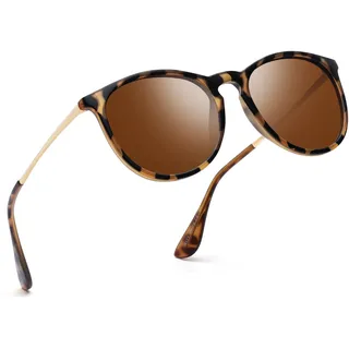 kunchu Sonnenbrille-Damen-Polarisierte-Sonnenbrille-Rund-UV400-im-Retro-Sonnenbrille-für-Damen & Herren Schutz Vintage