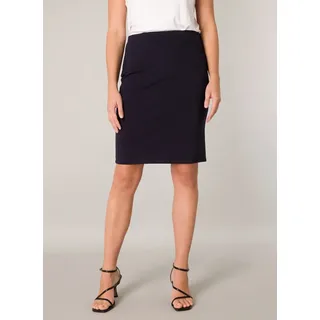 Bleistiftrock BASE LEVEL "Jane", Damen, Gr. 48, blau (navy dunkelblau), Web, Obermaterial: 65% Viskose, 30% Polyamid, 5% Elasthan, unifarben, knieumspielend, Röcke Bleistiftrock, Formgebende Nähte sorgen für den typischen Sitz
