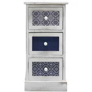 Mobili Rebecca Nachttisch, Weiß Grau Blau, 59,5x30x25