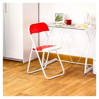 Gepolsterte Klappstühle in Rot - 2er-Pack - Faltbarer Schreibtischstuhl mit Metallrahmen für Büro, Esszimmer, Küche - Rot