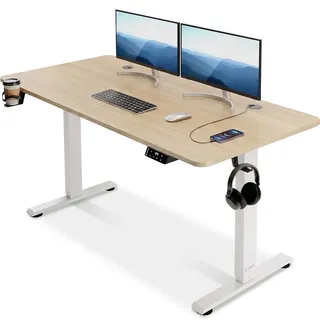 CASARIA Höhenverstellbarer Schreibtisch Braun / Beige