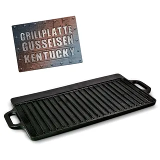 BBQ BOSS Grillplatte eckig [2 in 1] Gusseisern – Gussplatte – Gasgrill – drehbar – zum aufsetzen – Grill-Zubehör – universal - Holzkohlegrill