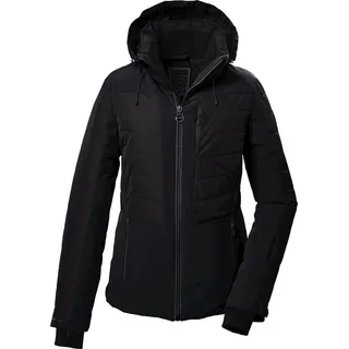 KILLTEC Damen Skijacke/Funktionsjacke in Daunenoptik mit abzippbarer Kapuze und Schneefang KSW 309 WMN SKI QLTD JCKT, schwarz, 42,