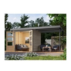 Karibu Gartenhaus Set Ernesto D Wassergrau-Staubgrau 4,45 m2