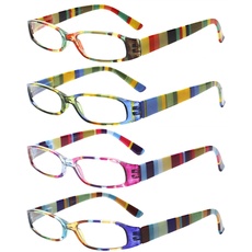 COJWIS 4 Pack Damen Lesebrille Mit Schönes Muster Brille Federscharnierleser für Frauen Reader (4 Farbe Mischen-2, 2.50, multiplier_x)