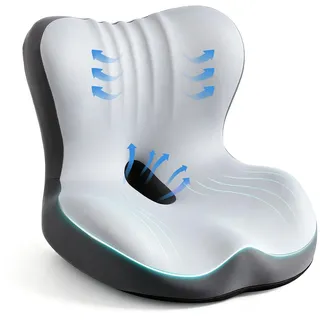 Ergonomisches orthopädische Sitzkissen mit Rückenlehne Memory Schaum Bürostuhl-Sitzkissen mit L-förmigem Design orthopädisches Kissen mit Steißbeinaussparung für Bürostuhl Auto Sofa Heimoffice