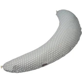 SMOOTHY® XXL Stillkissen Schwangerschaftskissen 100% Baumwolle Grau Sterne | Erholsamer Schlaf & bequemes Stillen, individuell anpassbare Kissenwatte (Selbstbefüllung), waschbares Seitenschläferkissen