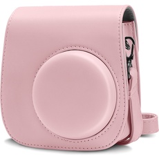 Cpano PU Leder Kameratasche für Instax Mini 11 Sofortbildkamera mit verstellbarem Riemen und Tasche(Pink)