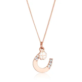 Silberkette ELLI "Halskette Hufeisen Kleeblatt 925 Silber, mit Kristallen von Swarovski" Gr. 45, rosa (rosegold), Halsketten, Damen, 45, Silber 925 (Sterlingsilber), Silberkette