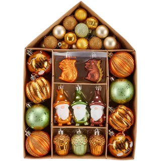 VALERY MADELYN Weihnachtskugeln Herbstdeko Halloween,40 stück Herbst Deko zum Aufhängen,Deko Kürbis Tiere Zwerg,Hängend Ornament für Baum Decor,Innen und Draußen,3-8cm,Bronze