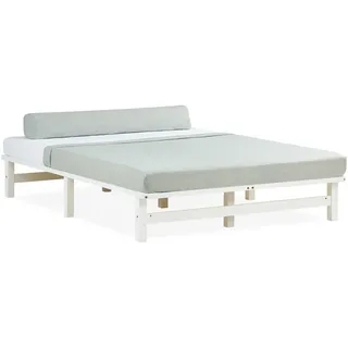 Homestyle4u Palettenbett 140 x 200 cm Weiß