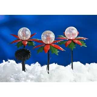 LED-Solar-Weihnachtsterne Weihnachtsdeko Farbwechsel 3er-Set Gartendeko Balkon