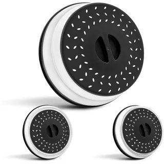 Colonel Cook Faltbare Mikrowellenabdeckung |26 cm Faltbarer Silikondeckel & Dampfablass für Teller, Schüsseln - Lebensmittel-Sieb zum Waschen von Gemüse, Obst -Schwarz