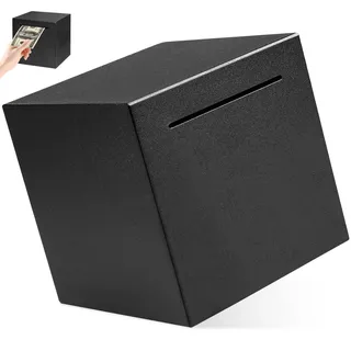 Spardose Schwarz Edelstahl, 12x12cm Spardosen Nicht Zum Öffnen Münzen Scheine Sparbox, Geschlossene Ohne Öffnung Metall Geld Sparen Box Verschlossen Safe Sparbüchse für Erwachsene, Kindergeschenk