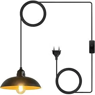 Outdoor Hängelampe mit Stecker Lampe Hängend Pavillon Beleuchtung Lampenfassung E27 4.5m Kabel Schwarz Deckenleuchte Außen Pendelleuchte Steckdose Gartenlampen Draußen Balkon Terrassen