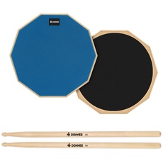 Donner Drum Practice Pad Übungspad 12 Zoll mit Drumsticks, Blau