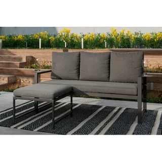 Ambia Garden Loungegarnitur , Dunkelgrau , Metall, Textil , 2-teilig , Füllung: Polyester,Schaumstoff , 191.5x81x67 cm , wetterbeständig , Gartenmöbel, Loungemöbel, Loungegarnituren